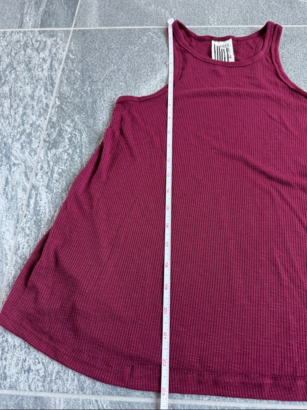 NWOT Free People Lightweight Flowy Ribbed Racerback Burgundy Long Beach Tank XS - Picture 15 of 16